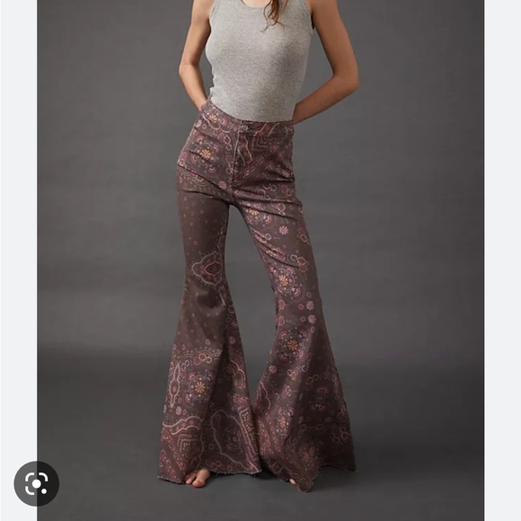 Free People Pants - COPY - NWT FREE PEOPLE JUST FLOAT ON FLARE- GEO CHOCOLATE COMBO